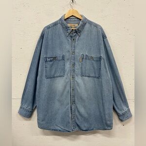 Vintage Work King Denim Button Down Shirt, Size 2XL, Faded